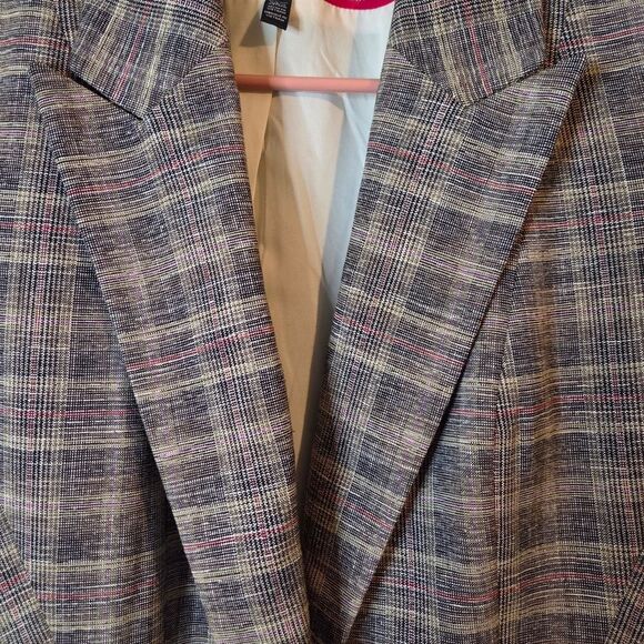 White House Black Market Women's Multicolor Plaid Blazer Preppy College Career - Picture 7 of 15